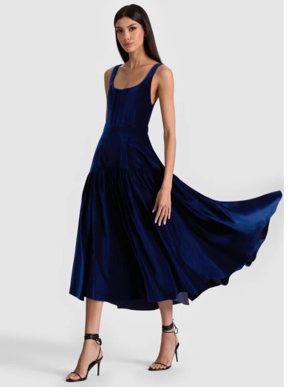 Alice + Olivia blue Diana Velvet Dress 2 New $895